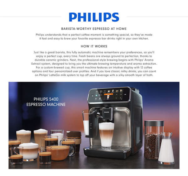 (OPEN BOX)  | Philips Saeco 5400 Superautomatic Espresso Machine LatteGo Silver  EP5447/94 20% OFF WHEN ADDED TO CART