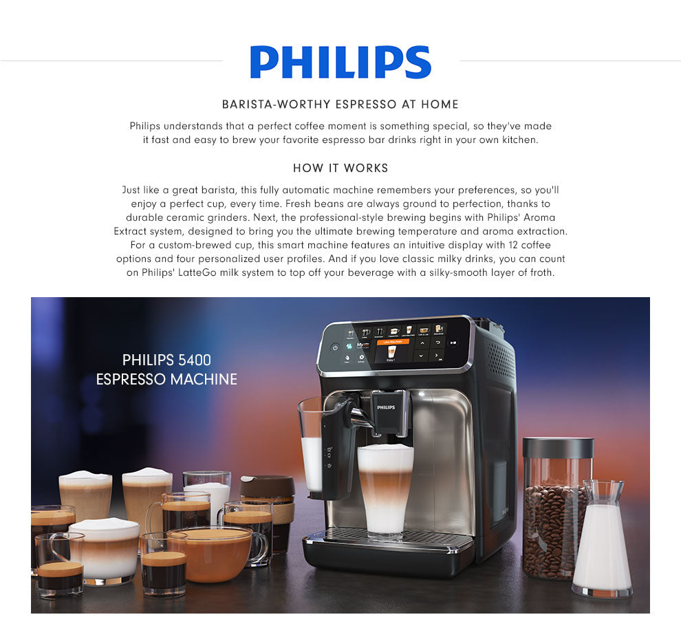 (OPEN BOX)  | Philips Saeco 5400 Superautomatic Espresso Machine LatteGo Silver  EP5447/94 20% OFF WHEN ADDED TO CART